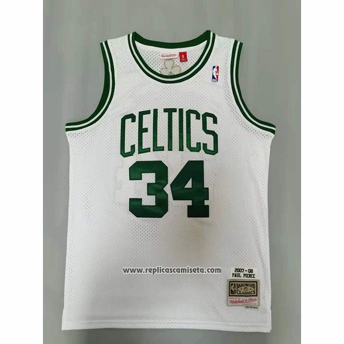 Camiseta Boston Celtics Paul Pierce #34 Mitchell & Ness 2007-08 Blanco